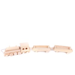 Holz Eisenbahn mit Güterwagen
